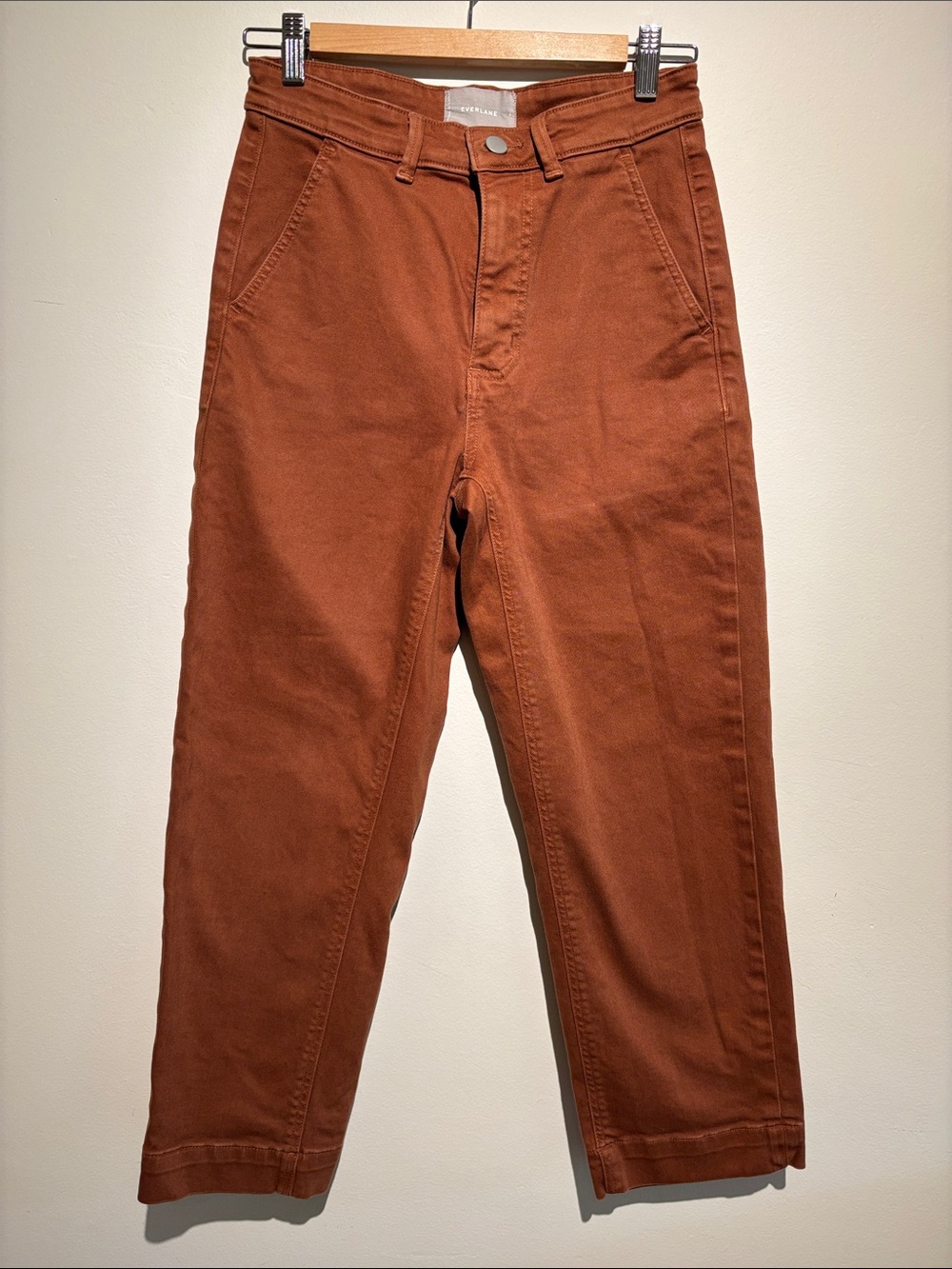 Everlane The Straight Leg Crop Pants Rust Brown High Rise Size 4